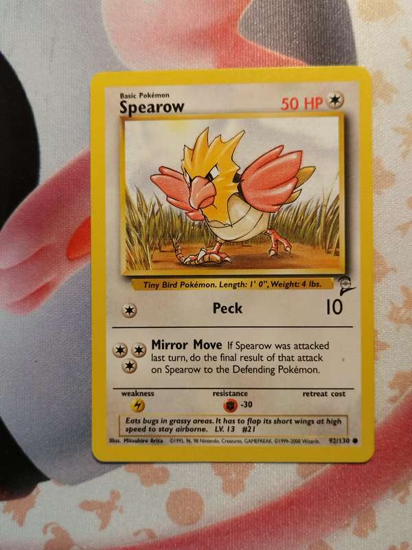 Pokemon Trading Card Game - Spearow #92 Pokemon Base Set 2