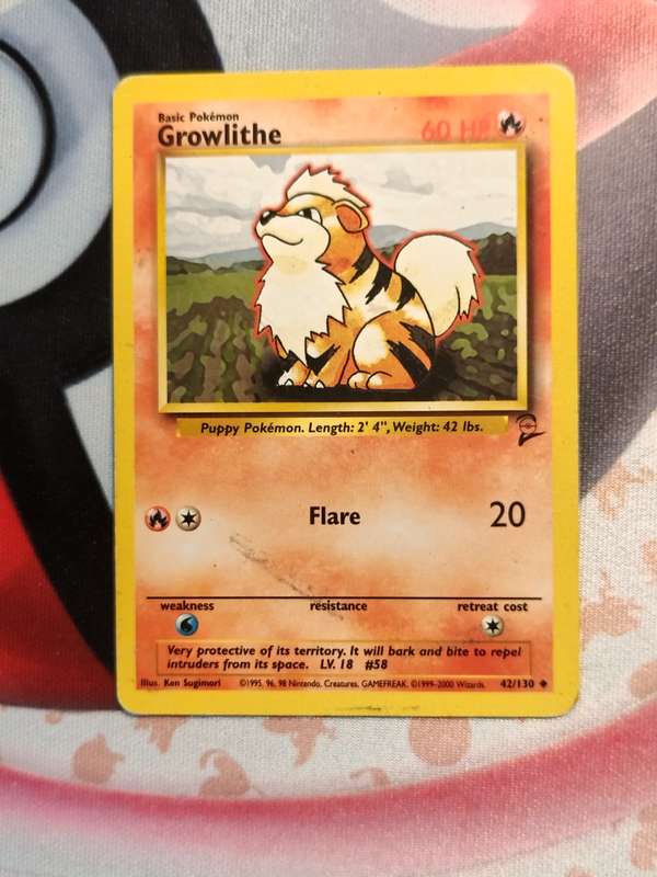 Pokemon Trading Card Game - Growlithe #42 Pokemon Base Set 2