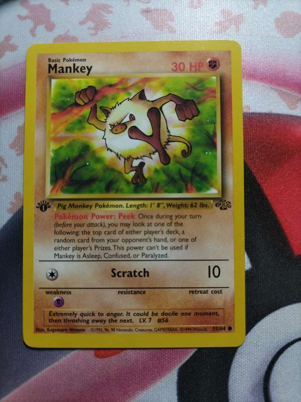 Pokemon Trading Card Game - Mankey [1st Edition] #55 Pokemon Jungle