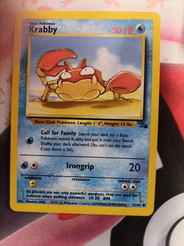 Pokemon Trading Card Game -  Krabby #51 Pokemon Fossil  - 3