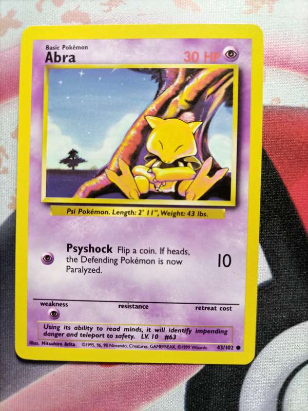 Pokemon Trading Card Game - Abra #43 Pokemon Base Set 1