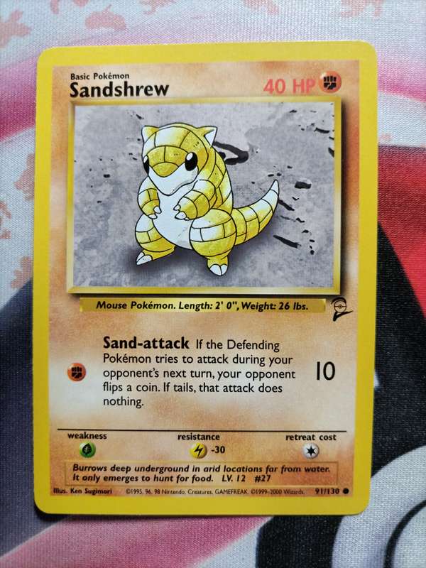 Pokemon Trading Card Game - Sandshrew #91 Pokemon Base Set 2 3