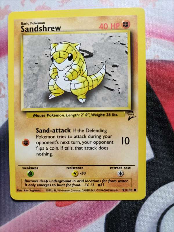 Pokemon Trading Card Game - Sandshrew #91 Pokemon Base Set 2 2