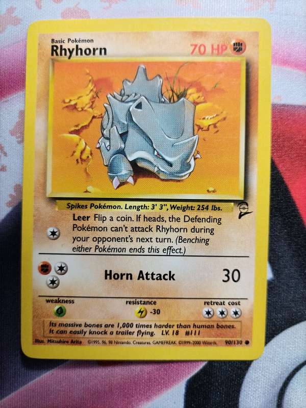 Pokemon Trading Card Game - Rhyhorn #90 Pokemon Base Set 2
