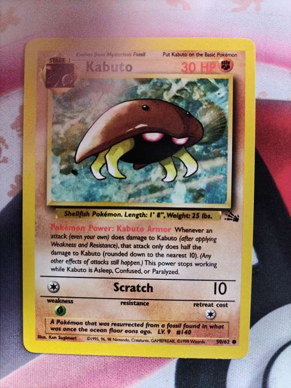 Pokemon Trading Card Game -   Kabuto - 50/62 - Common Unlimited Fossil