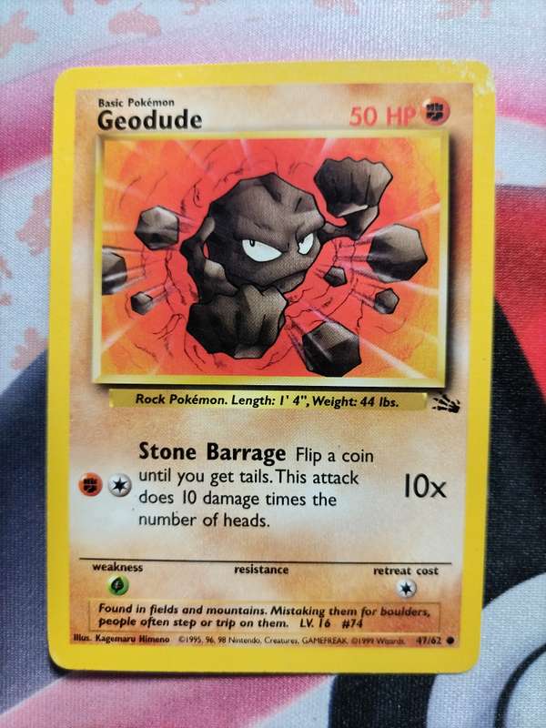 Pokemon Trading Card Game -  Geodude - 47/62 - Common Unlimited Fossil 3