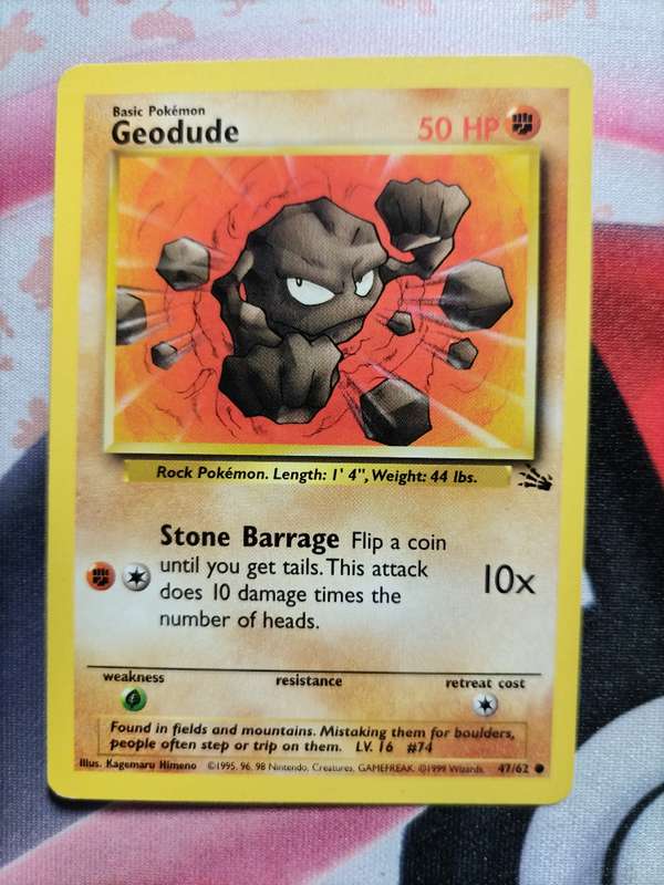Pokemon Trading Card Game -  Geodude - 47/62 - Common Unlimited Fossil 2