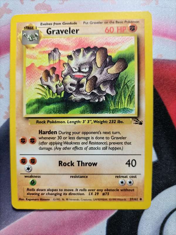 Pokemon Trading Card Game -  Graveler - 37/62 - Uncommon Unlimited Fossil