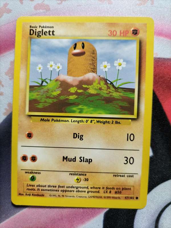 Pokemon Trading Card Game -  Diglett - 47/102 - Common Unlimited Base Set 2