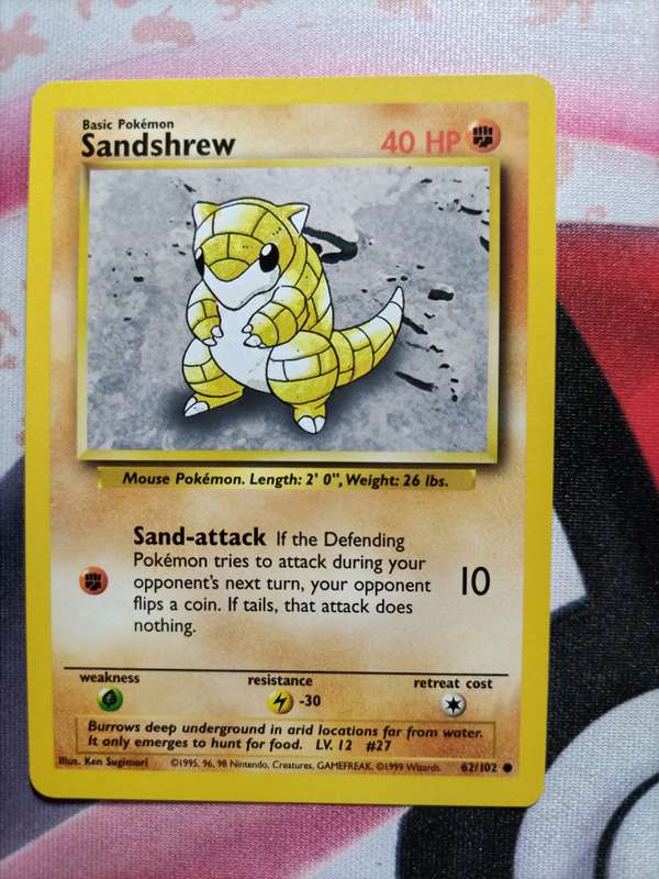 Pokemon Trading Card Game -  Sandshrew - 62/102 - Common Unlimited Base Set