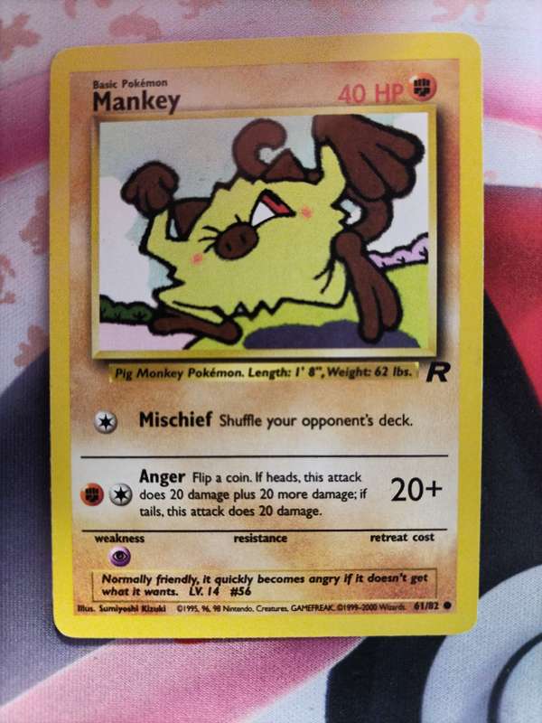Pokemon Trading Card Game - Mankey - 61/82 - Common Unlimited Team Rocket 2