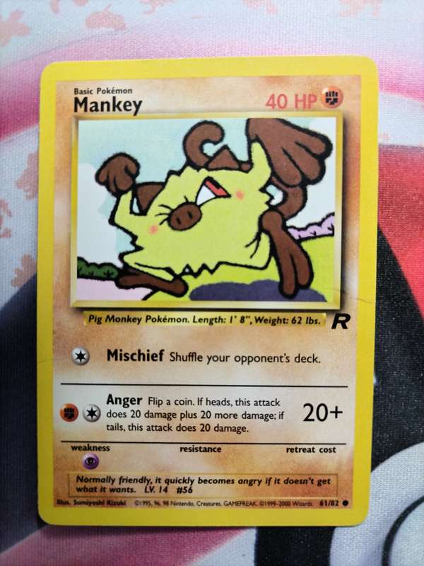 Pokemon Trading Card Game - Mankey - 61/82 - Common Unlimited Team Rocket 1