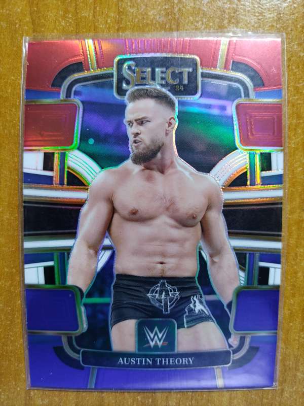 WWE Trading Cards - 2024 Panini Select WWE - Concourse Austin Theory #92 Red & Blue Prizm