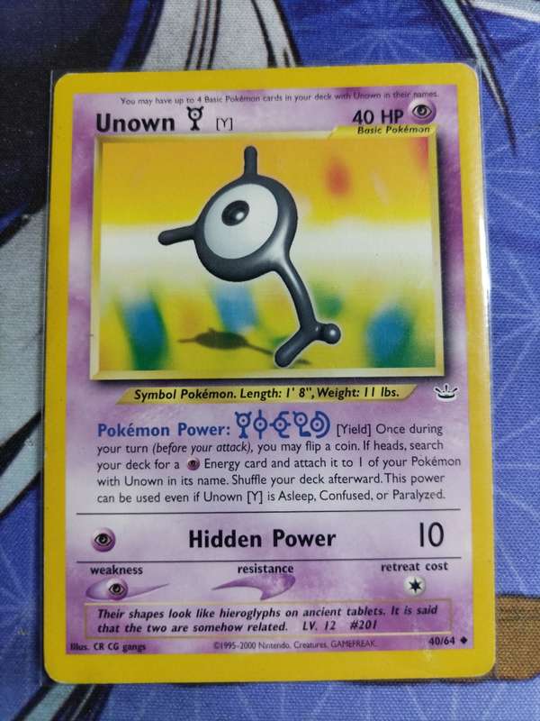 Pokemon Trading Card Game - Unown Y #40 Pokemon Neo Revelation