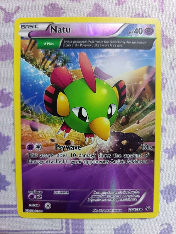 Pokemon Trading Card Game - Natu - 28/108 - Common Reverse Holo XY: Roaring Skies  - 2015