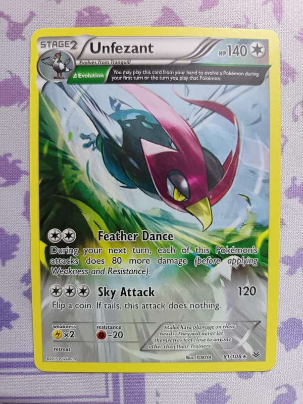 Pokemon Trading Card Game - Unfezant - 81/108 - Rare XY: Roaring Skies - 2015