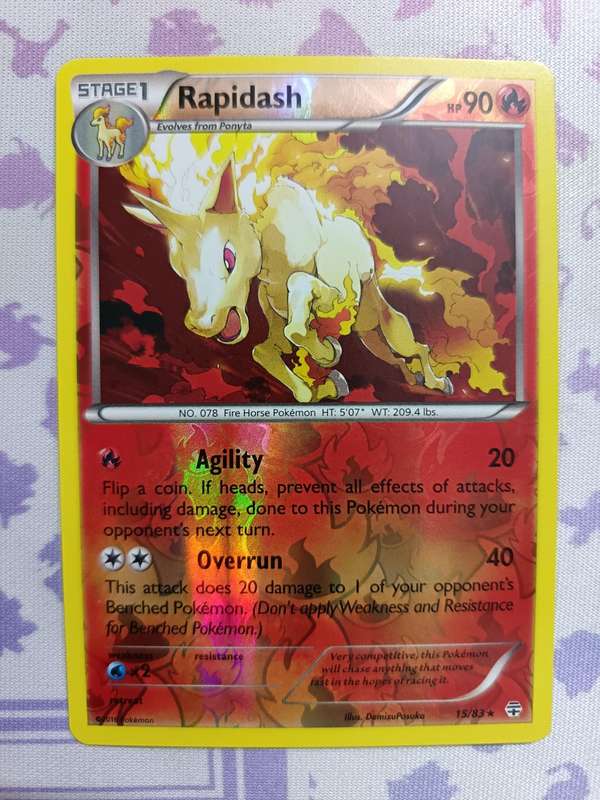 Pokemon Trading Card Game - Rapidash - 15/83 - Rare Reverse Holo Generations - 2016