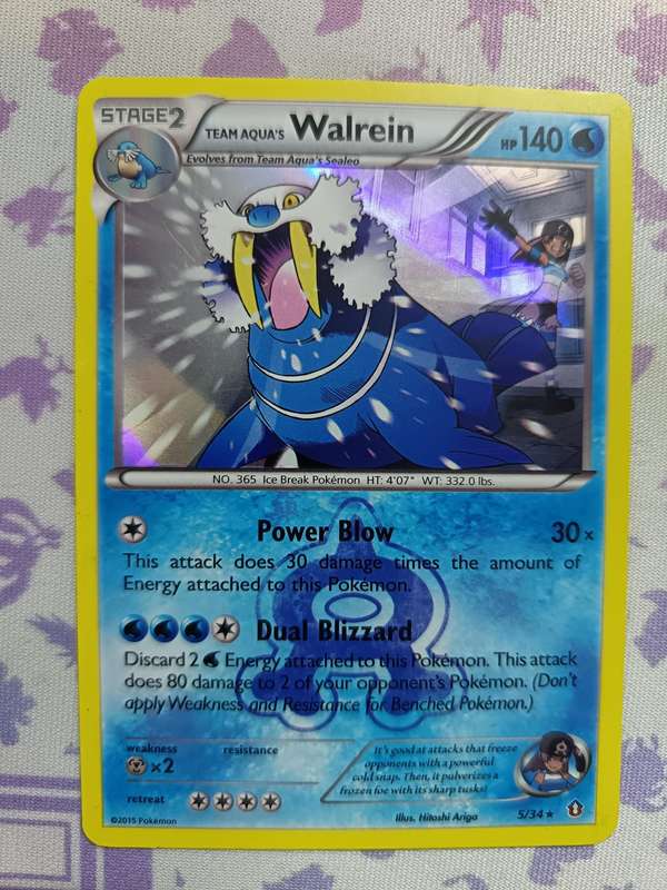 Pokemon Trading Card Game - Team Aqua's Walrein - Double Crisis - 5/34 / Holo Rare - 2015