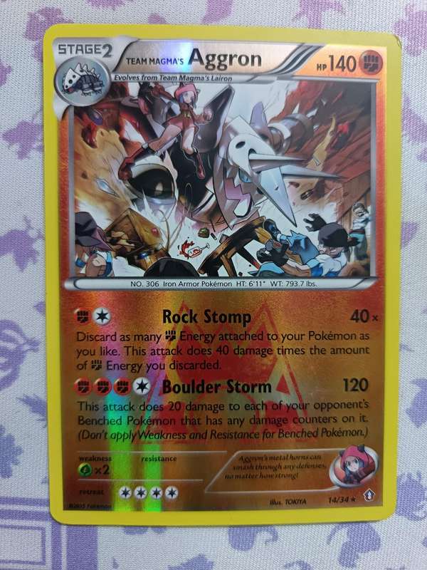 Pokemon Trading Card Game - Team Magma's Aggron - Double Crisis -14/34 / Reverse Holo Rare - 2015