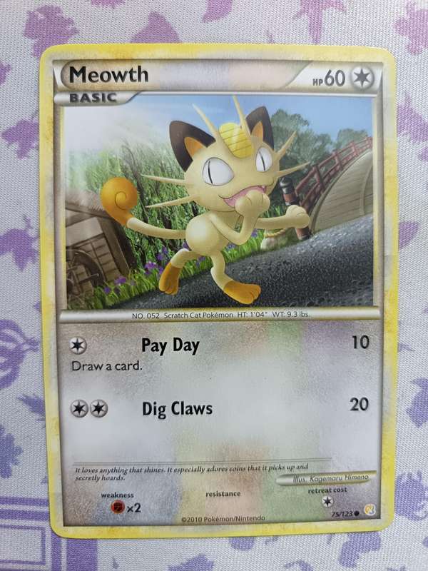 Pokemon Trading Card Game -  Meowth - 75/123 - Common Heart Gold Soul Silver (Base Set) - 2010