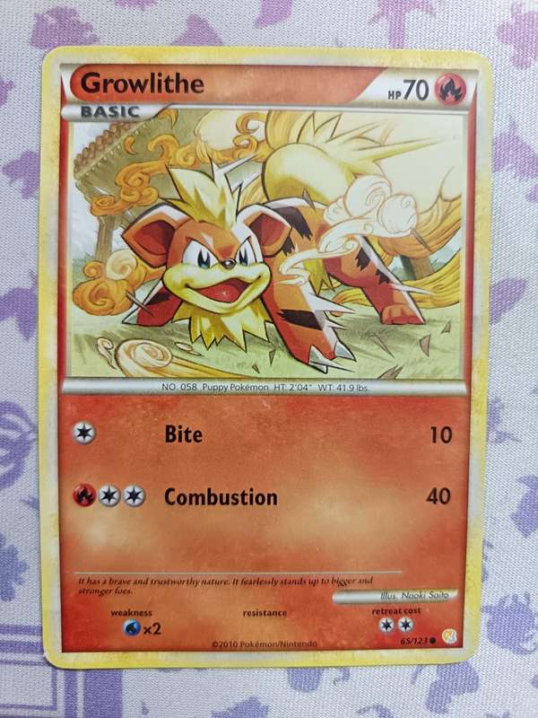 Pokemon Trading Card Game - Growlithe - 65/123 - Common Heart Gold Soul Silver (Base Set) - 2010