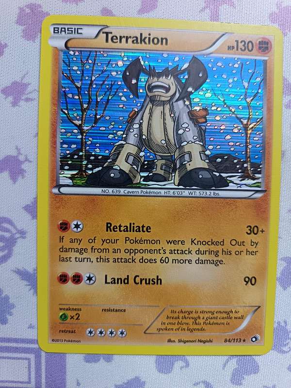 Pokemon Trading Card Game - Terrakion - 84/113 - Holo Rare Legendary Treasures - 2013