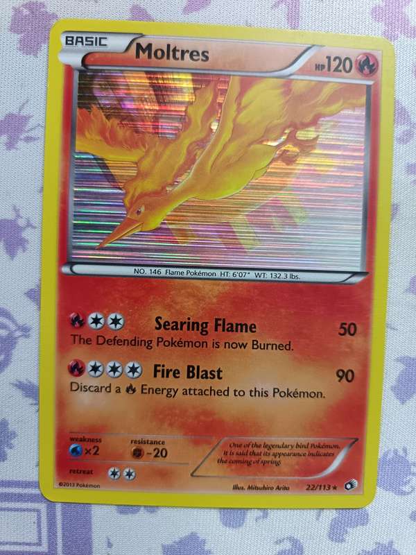 Pokemon Trading Card Game - Moltres - 22/113 - Holo Rare Black & White 11: Legendary Treasure - 2013