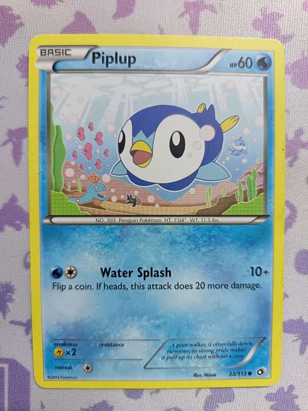 Pokemon Trading Card Game - Piplup - 33/113 - Common Black & White 11: Legendary Treasures - 2013