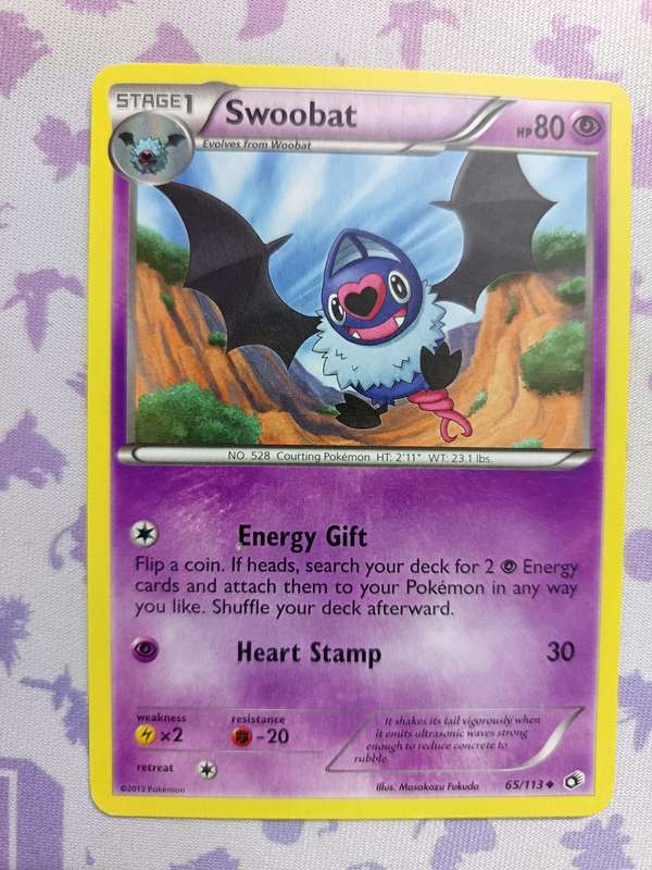 Pokemon Trading Card Game - Swoobat - 65/113 - Uncommon Black & White 11: Legendary Treasures - 2013