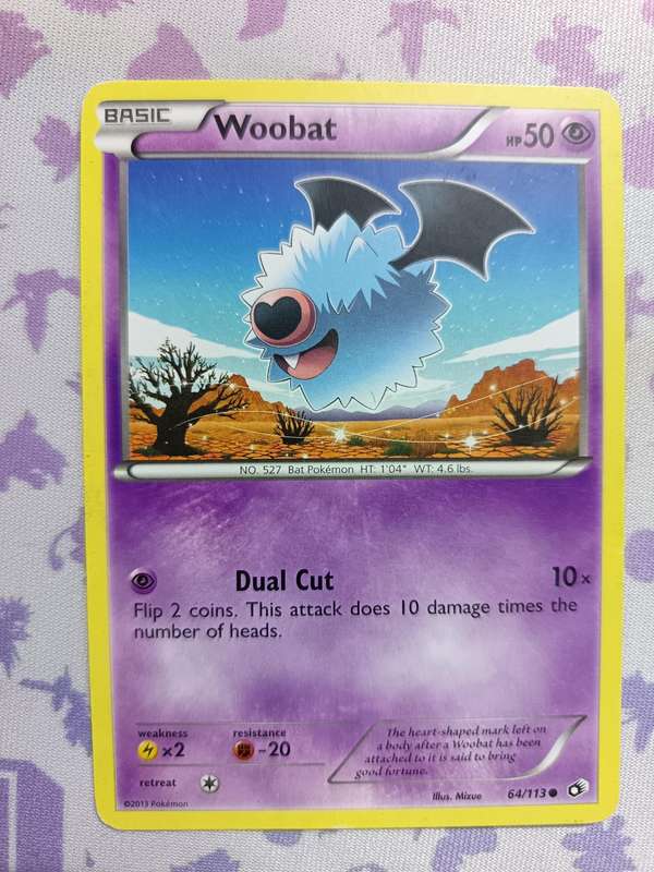 Pokemon Trading Card Game - Woobat - 64/113 - Common Black & White 11: Legendary Treasures - 2013