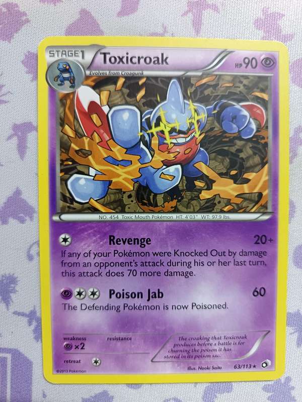 Pokemon Trading Card Game - Toxicroak - 63/113 - Rare Black & White 11: Legendary Treasures - 2013