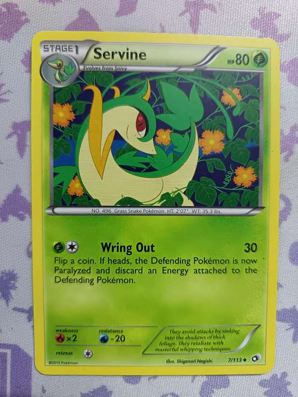 Pokemon Trading Card Game - Servine - 7/113 - Uncommon Black & White 11: Legendary Treasures - 2013