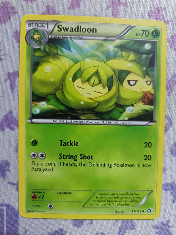 Pokemon Trading Card Game - Swadloon - 11/113 - Uncommon Black & White 11: Legendary Treasure - 2013
