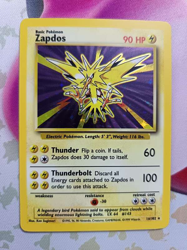 Pokemon Trading Card Game - Zapdos #16 Pokemon Base Set - rare - holo - vintage