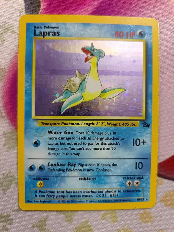 Pokemon Trading Card Game - Lapras #10 Pokemon Fossil - Rare - Holo - Vintage