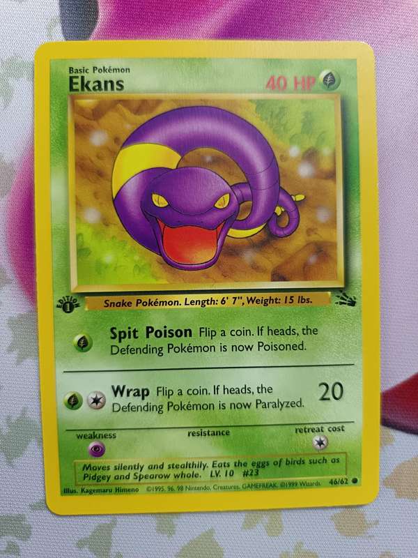 Pokemon Trading Card Game - Ekans [1st Edition] #46 Pokemon Fossil - Vintage