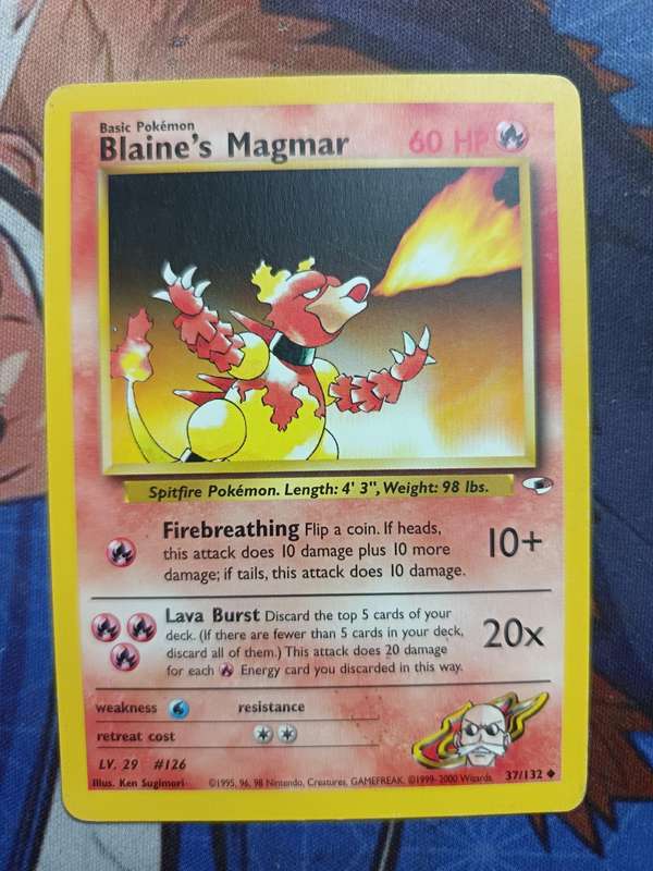 Pokemon Trading Card Game - Blaine's Magmar #37 Pokemon Gym Heroes - Vintage