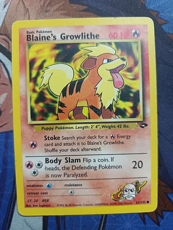 Pokemon Trading Card Game - Blaine's Growlithe #62 Pokemon Gym Challenge - Vintage
