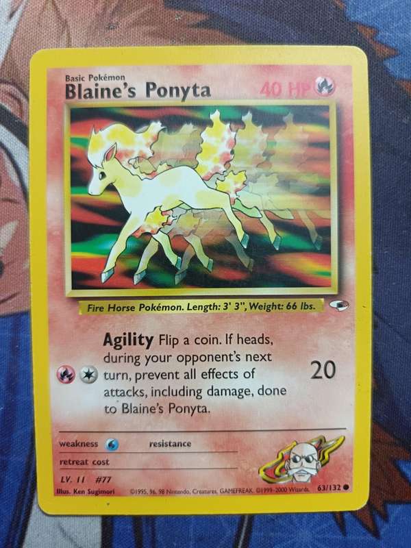 Pokemon Trading Card Game - Blaine's Ponyta #63 Pokemon Gym Heroes - Vintage
