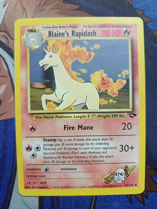 Pokemon Trading Card Game - Blaine's Rapidash #33 Pokemon Gym Challenge - Vintage