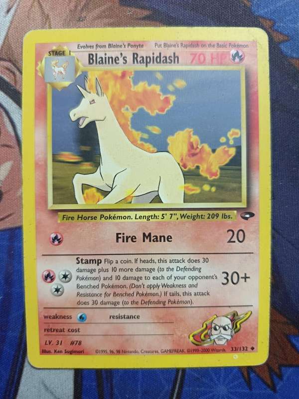 Pokemon Trading Card Game - Blaine's Rapidash #33 Pokemon Gym Challenge - Vintage