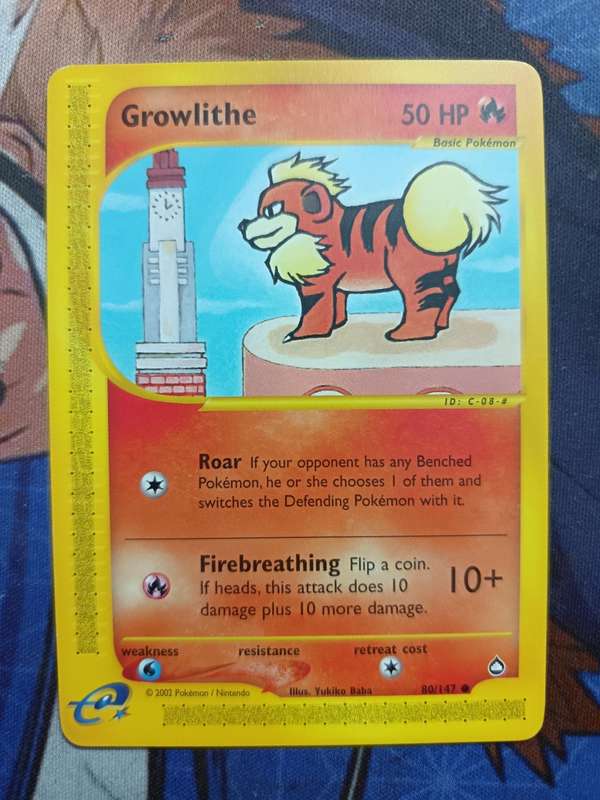 Pokemon Trading Card Game - Growlithe #80 Pokemon Aquapolis - Vintage