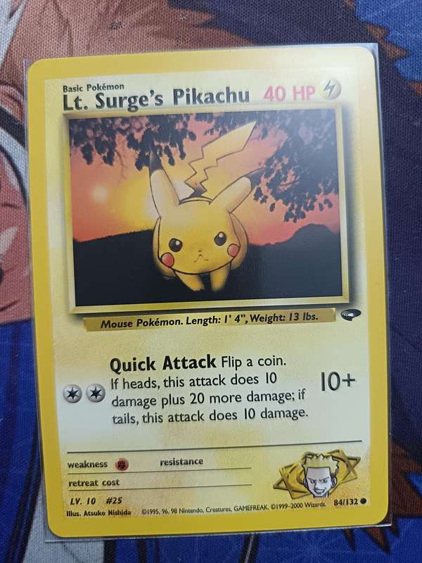 Pokemon Trading Card Game - Lt. Surge's Pikachu #84 Pokemon Gym Challenge - Vintage