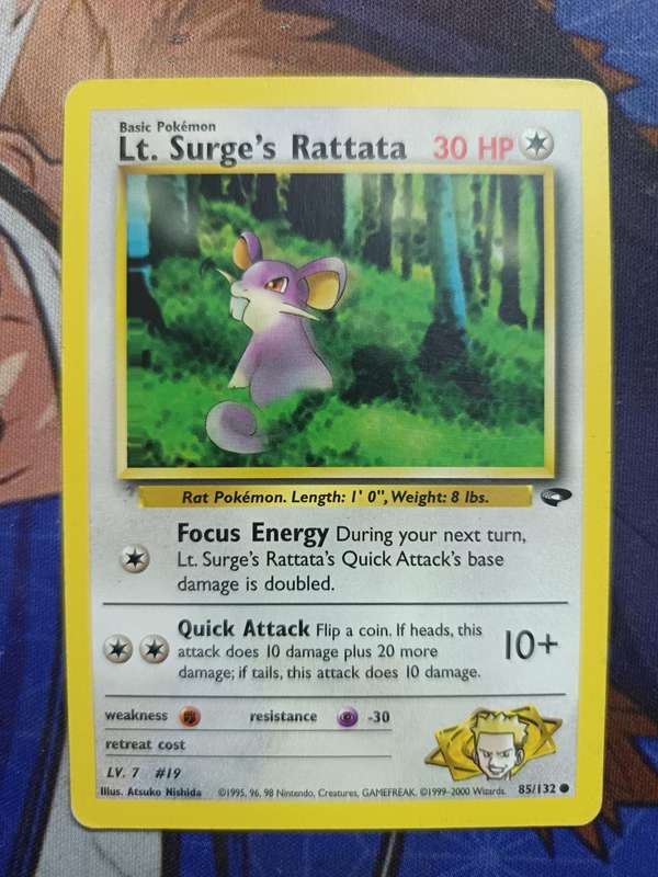 Pokemon Trading Card Game - Lt. Surge's Rattata #85 Pokemon Gym Challenge - Vintage