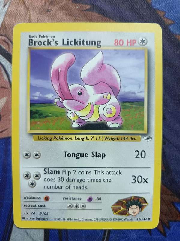 Pokemon Trading Card Game - Brock's Lickitung #41 Pokemon Gym Heroes - Vintage