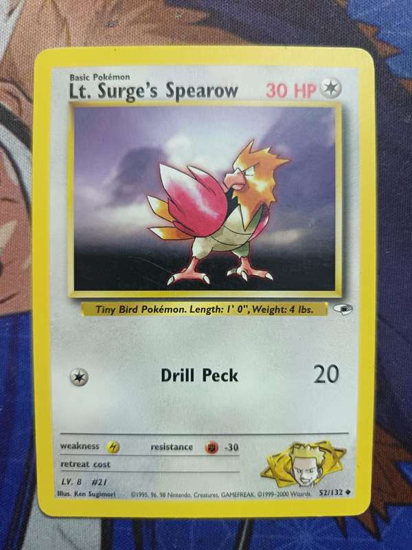Pokemon Trading Card Game - Lt. Surge's Spearow #52 Pokemon Gym Heroes - Vintage