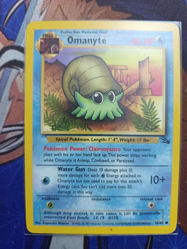 Pokemon Trading Card Game - Omanyte #52 Pokemon Fossil - Vintage