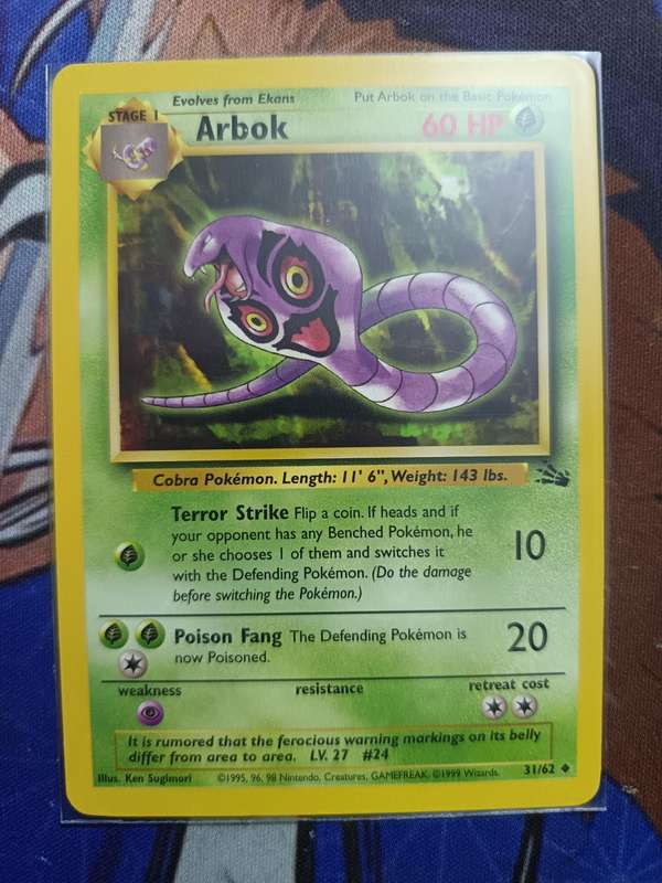 Pokemon Trading Card Game - Arbok #31 Pokemon Fossil - Vintage