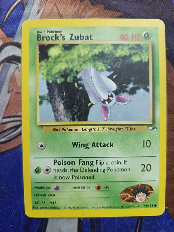 Pokemon Trading Card Game - Brock's Zubat #74 Pokemon Gym Heroes - Vintage