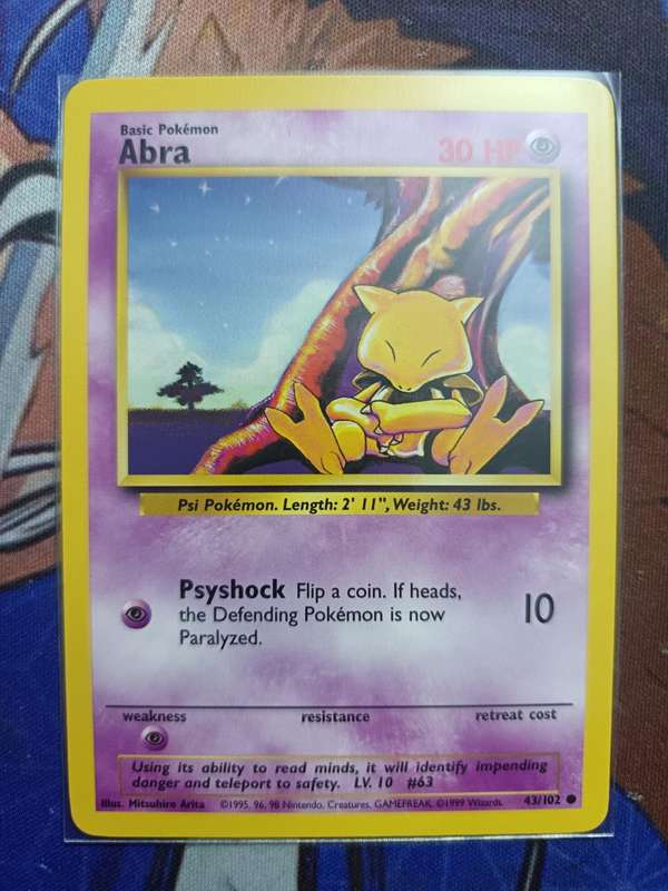 Pokemon Trading Card Game - Abra #43 Pokemon Base Set - Vintage